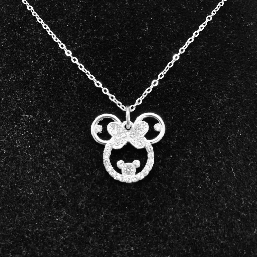 Clear Rhinestone Minnie Mouse necklace